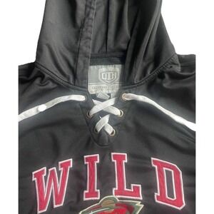NHL Old Time Hockey MN Wild‎ Vtg Hoodie Men's Small Lace-Up Pullover EUC Y2K